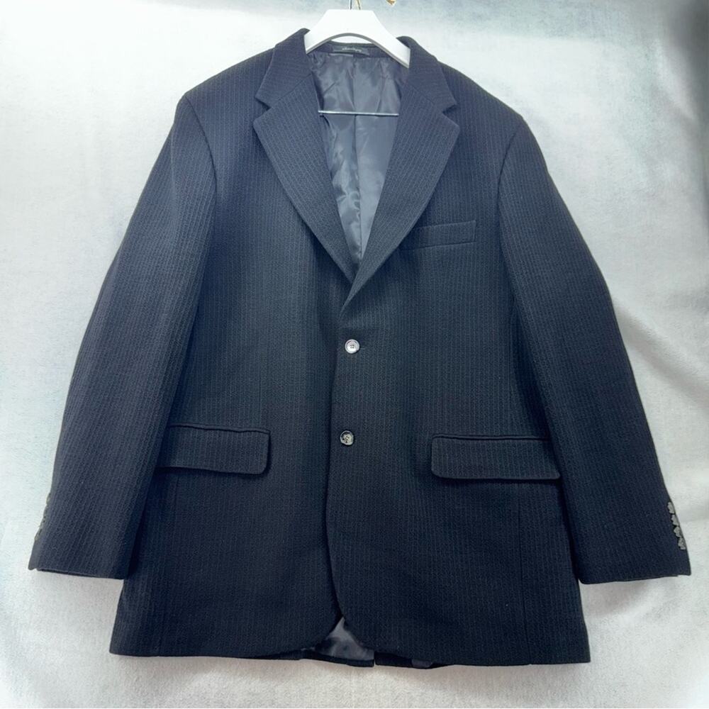 EUC TravelSmith Men’s 100% Wool Blazer Jacket Sport Coat Black size 44 Long